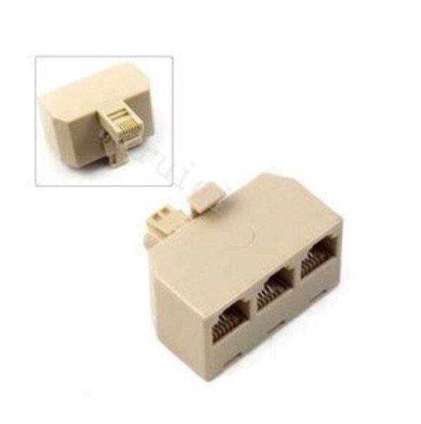 Conector Triplo Rj11 Emenda 3 Rj11 Para 1 Rj11 Macho 4 Vias Linha Telefônica Internet Telefone Modem