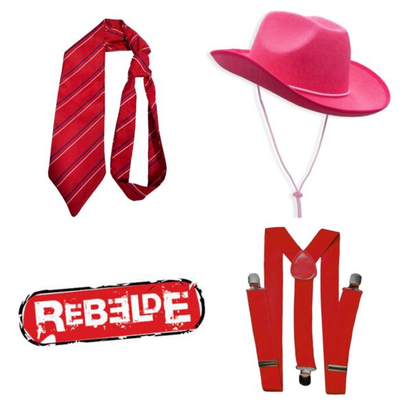 Chapeu Liso + Suspensorio + Gravata Rbd Rebeldes Chapeu Mia Lupita Roberta Anahi